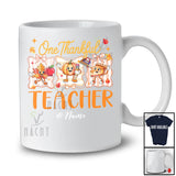 Personalized Custom Name One Thankful Teacher; Lovely Thanksgiving Fall Leaf Pumpkin Pie T-Shirt