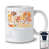 Personalized Custom Name One Thankful Trainer; Proud Thanksgiving Jobs Fall Pumpkin Pie Turkey T-Shirt