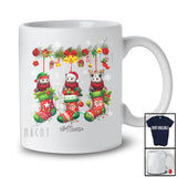 Personalized Custom Name Opossum In Three Christmas Socks; Lovely X-mas Lights Snow T-Shirt