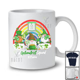 Personalized Custom Name Optometrist Squad; Joyful St. Patrick's Day Three Gnomes; Rainbow T-Shirt