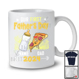 Personalized Custom Name Our First Father's Day, Humorous Pizza Milk Bottle 2024, Cheers Family T-Shirt