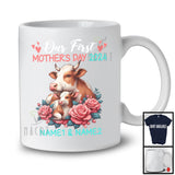 Personalized Custom Name Our First Mother's Day 2024, Adorable Cow Farmer, Family Group T-Shirt