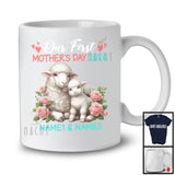 Personalized Custom Name Our First Mother's Day 2024, Adorable Sheep Farmer, Family Group T-Shirt