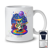 Personalized Custom Name Owl Disco Sunglasses Playing Rock Guitar; Joyful Guitarist Music T-Shirt