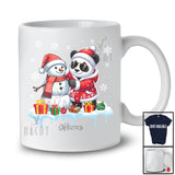 Personalized Custom Name Panda Build Snowman; Lovely Snow Santa Panda; Family T-Shirt
