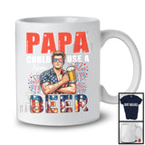 Personalized Custom Name Papa Could Use A Beer, Happy 4th Of July Drinking, Patriotic Family T-Shirt