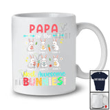 Personalized Custom Name Papa Of The Most Awesome Bunnies; Lovely Easter Bunny Family T-Shirt