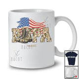 Personalized Custom Name Papa; Proud Father's Day Dad Veteran Boot; US Flag Patriotic Family T-Shirt