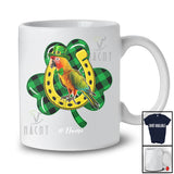 Personalized Custom Name Parrot Plaid Shamrock Horseshoe; Joyful St. Patrick's Day Bird Lover T-Shirt