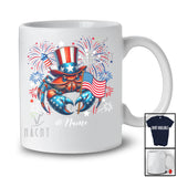 Personalized Custom Name Patriotic Crab With US Flag; Lovely 4th Of July Crab Sea Animal T-Shirt
