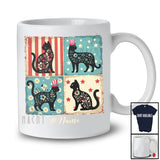 Personalized Custom Name Patriotic Floral Cat; Proud 4th of July Red Blue White Cat Owner T-Shirt