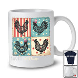 Personalized Custom Name Patriotic Floral Chicken; Proud 4th of July Red Blue White Farmer T-Shirt