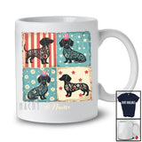 Personalized Custom Name Patriotic Floral Dachshund; Proud 4th of July Red Blue White Dachshund Owner T-Shirt