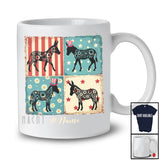 Personalized Custom Name Patriotic Floral Donkey; Proud 4th of July Red Blue White Donkey Farmer T-Shirt