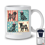 Personalized Custom Name Patriotic Floral Pug; Proud 4th of July Red Blue White Pug Owner T-Shirt