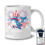 Personalized Custom Name Patriotic Narwhal With US Flag; Lovely 4th Of July Narwhal Sea Animal T-Shirt