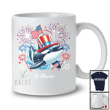 Personalized Custom Name Patriotic Orca With US Flag; Lovely 4th Of July Orca Sea Animal T-Shirt
