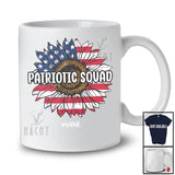 Personalized Custom Name Patriotic Squad; Lovely 4th Of July Sunflower US Flag Leopard T-Shirt