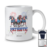 Personalized Custom Name Patriotic Squad; Lovely 4th Of July Three US Flag Horse; Farm Farmer T-Shirt