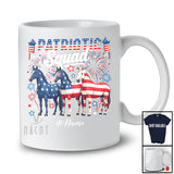 Personalized Custom Name Patriotic Squad; Lovely 4th of July Three US Flag Horse; Farmer T-Shirt