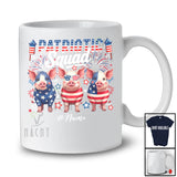 Personalized Custom Name Patriotic Squad; Lovely 4th of July Three US Flag Pig; Farmer T-Shirt