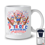 Personalized Custom Name Patriotic Squad; Proud 4th Of July Three US Flag Cute Sloths T-Shirt