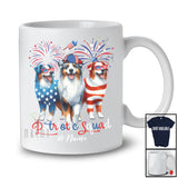 Personalized Custom Name Patriotic Squad; Proud 4th Of July US Flag Three Australian Shepherd T-Shirt