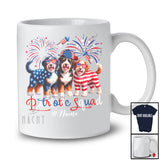 Personalized Custom Name Patriotic Squad; Proud 4th Of July US Flag Three Bernedoodles Owner T-Shirt