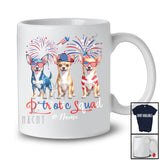 Personalized Custom Name Patriotic Squad; Proud 4th Of July US Flag Three Chihuahua Owner T-Shirt
