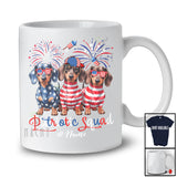 Personalized Custom Name Patriotic Squad; Proud 4th Of July US Flag Three Dachshund Owner T-Shirt