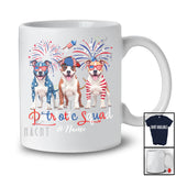Personalized Custom Name Patriotic Squad; Proud 4th Of July US Flag Three Pit Bull Owner T-Shirt