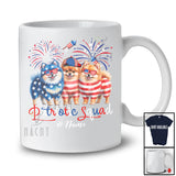 Personalized Custom Name Patriotic Squad; Proud 4th Of July US Flag Three Pomeranian Owner T-Shirt