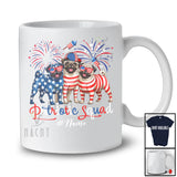 Personalized Custom Name Patriotic Squad; Proud 4th Of July US Flag Three Pug Owner T-Shirt