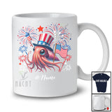 Personalized Custom Name Patriotic Squid With US Flag; Lovely 4th Of July Starfish Sea Animal T-Shirt