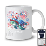 Personalized Custom Name Patriotic Turtle With US Flag; Lovely 4th Of July Turtle Sea Animal T-Shirt