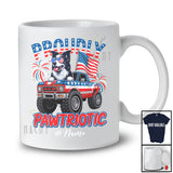 Personalized Custom Name Pawtriotic; Lovely 4th Of July Border Collie Flag On Monster Truck T-Shirt