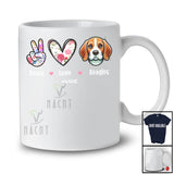 Personalized Custom Name Peace Love Beagles; Floral Mother's Day Hand Sign Heart T-Shirt