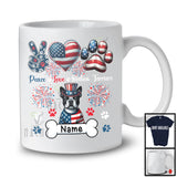 Personalized Custom Name Peace Love Boston Terriers, Lovely 4th Of July American Flag Patriotic T-Shirt