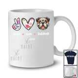 Personalized Custom Name Peace Love Bulldogs; Floral Mother's Day Hand Sign Heart T-Shirt