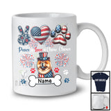 Personalized Custom Name Peace Love Chow Chows, Lovely 4th Of July American Flag Patriotic T-Shirt