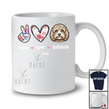 Personalized Custom Name Peace Love Cockapoos; Floral Mother's Day Hand Sign Heart T-Shirt