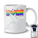 Personalized Custom Name Peace Love Equality; Joyful LGBTQ Pride Hand Sign Heart Gay Flag T-Shirt