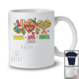 Personalized Custom Name Peace Love Fiesta; Joyful Cinco De Mayo Mexican Heart Hand Sign T-Shirt