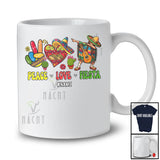 Personalized Custom Name Peace Love Fiesta; Joyful Cinco De Mayo Mexican Woman Dabbing T-Shirt
