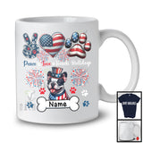 Personalized Custom Name Peace Love French Bulldogs, Lovely 4th Of July USA Flag Patriotic T-Shirt