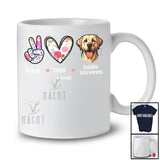 Personalized Custom Name Peace Love Labrador Retrievers; Floral Mother's Day Hand Sign Heart T-Shirt