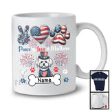 Personalized Custom Name Peace Love Malteses, Lovely 4th Of July American Flag Patriotic T-Shirt