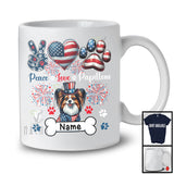 Personalized Custom Name Peace Love Papillons, Lovely 4th Of July American Flag Patriotic T-Shirt