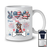 Personalized Custom Name Peace Love Pit Bulls, Lovely 4th Of July American Flag Patriotic T-Shirt