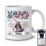Personalized Custom Name Peace Love St. Bernards, Lovely 4th Of July American Flag Patriotic T-Shirt